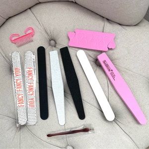 🩷 Emery Boards Nail Files w/ brush toe dividers cuticle pusher Manicure set